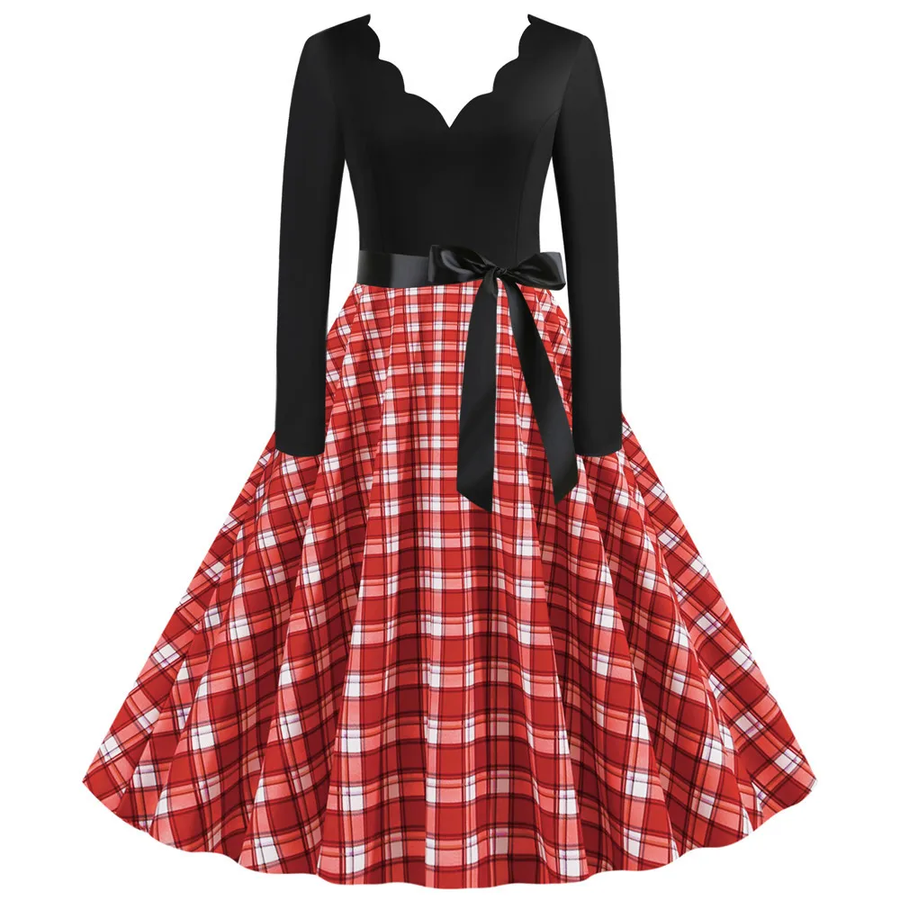 Girl Polka Dot Plaid Dress Student Fashion Beautiful Elegant Birthday Child Christmas Thanksgiving New Year Costume | Детская одежда и