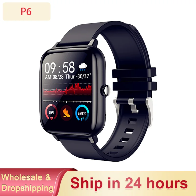 

Smart Watch 2021 Men Women P6 Waterproof Smart Clock Fitness Tracker Full Touch Screen Heart Rate Monitor For iOS Android xiaomi