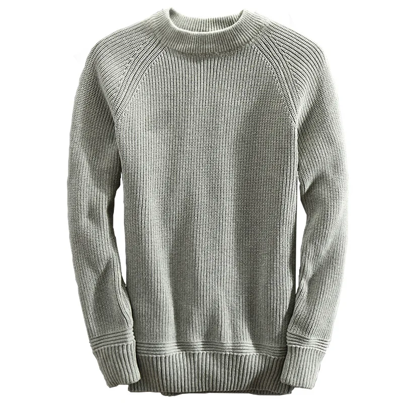 

Men Winter Fashion Round Neck Long Sleeve Solid Color Sweater Japan Normcore Style Premium Casual Cotton Pullover Knitwear Tops