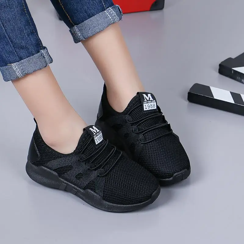 

Kids Shoes Girls Sport Boys Sneakers Summer Air Mesh Fabric Breathable Running Children Casual Black Autumn
