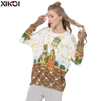xikoi winter oversized sweater for women winter cute bear girl print pullovers jumper women fashion knitted pull femme clothes
