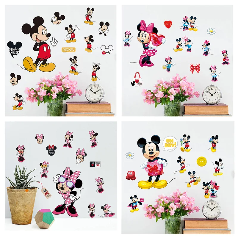 Disney Микки Минни Маус наклейки Симпатичные стены для детского сада Детская