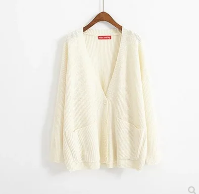 

Autumn Winter Basic Knitted Sweater Cardigan Fashion Casual V-neck Single Breasted Cardigan Women Korean Solid Pocket Sweaters