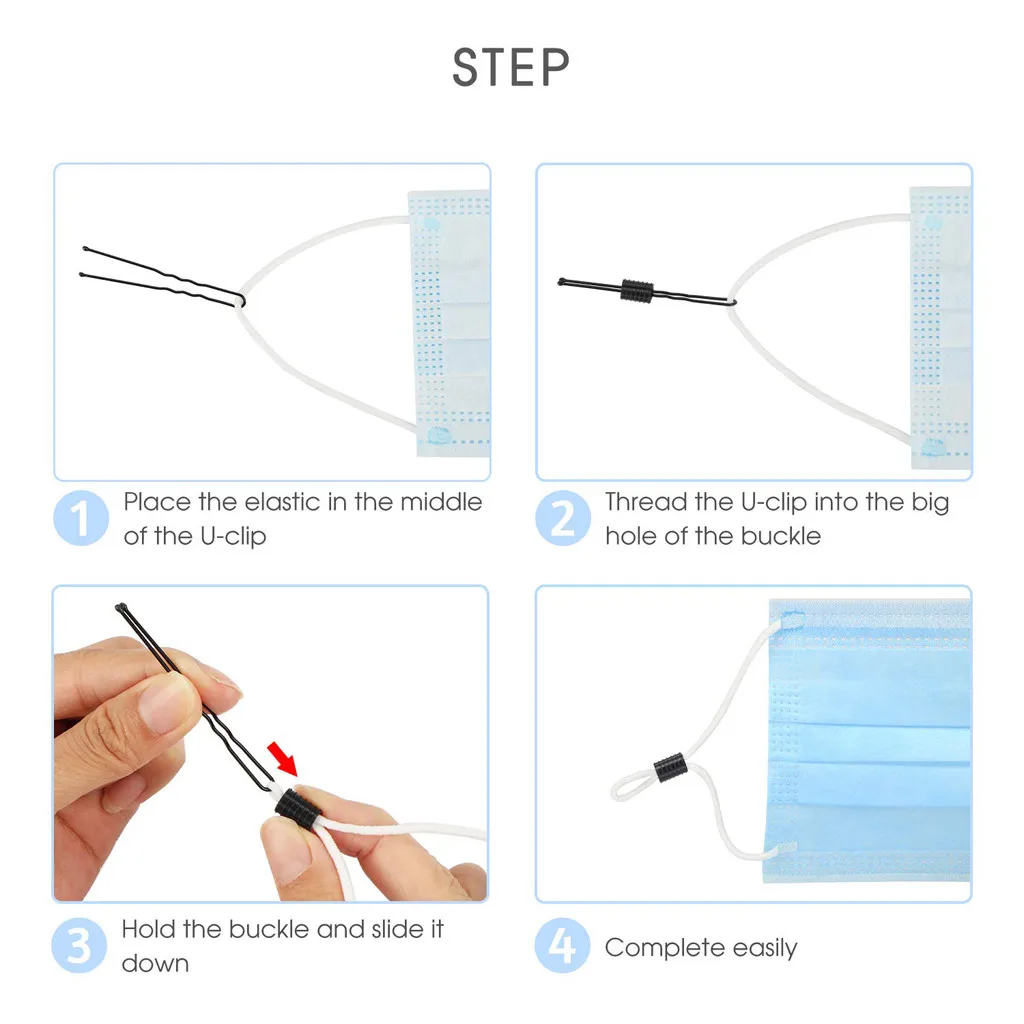 Регулируемый эластичный шнур для защиты лица 200 шт. пряжка мягкая резина