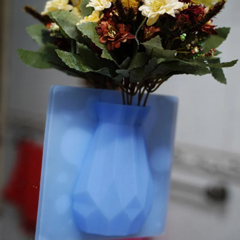 Модные геометрические силиконовые в форме цветка ваза DIY липкая ваза адсорбированная на холодильник и стекло висячая ваза Волшебная настенная висячая ваза