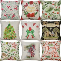christmas pillow covers cotton linen flower pillow case decorative home sofa waist cushion cover seat car decoration 4545 cm