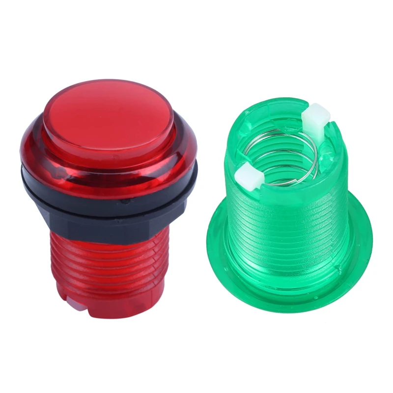 2 PCS Round Lit Illuminated Arcade Video Game Push Button Switch LED Light 5V/12V Color:Green &amp Red | Электроника