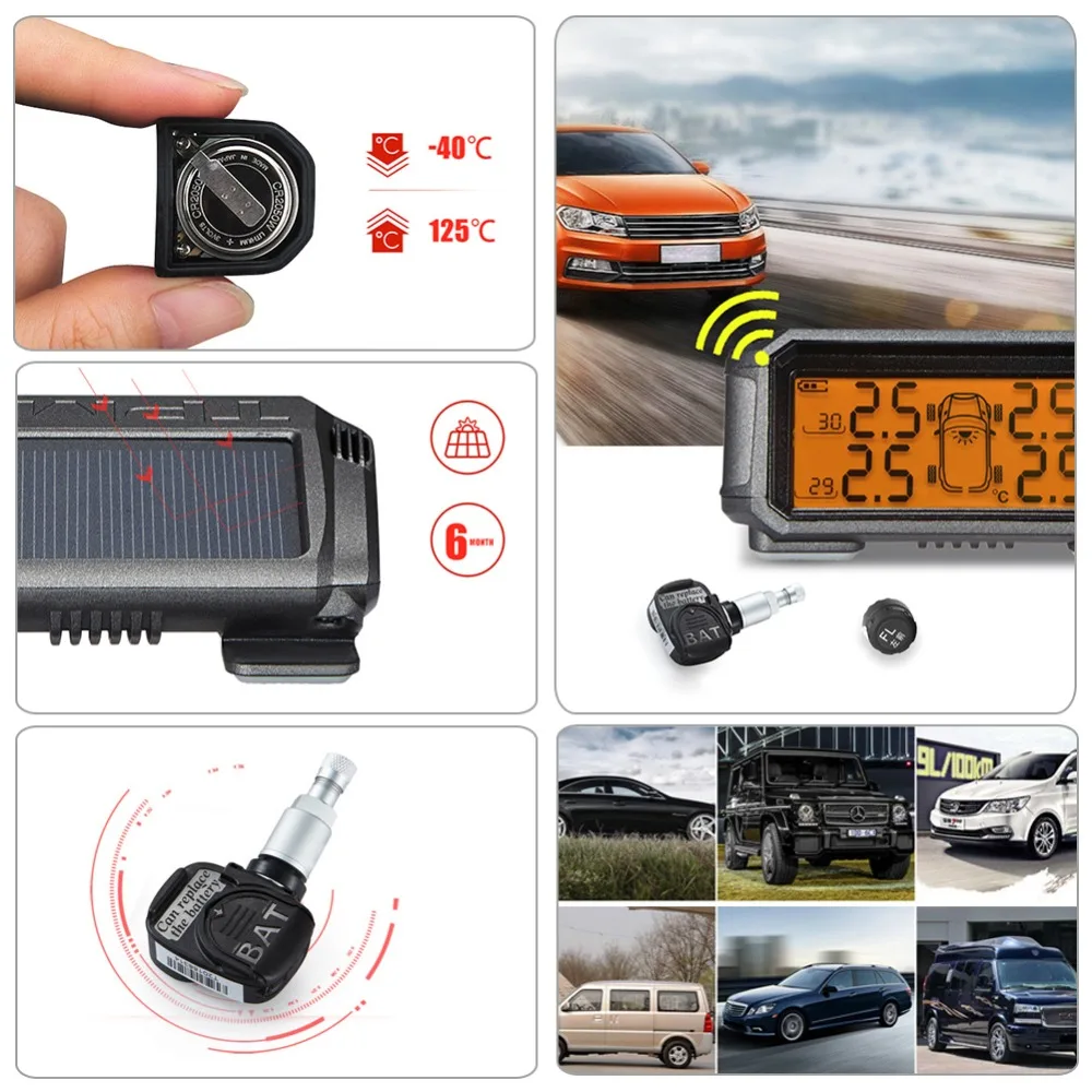 Система контроля давления в шинах TPMS 4 колеса внутренний внешний датчик