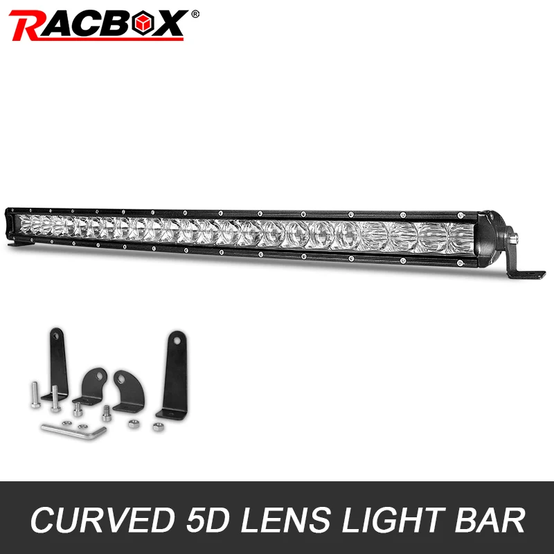 Изогнутый тонкий светодиодный светильник RACBOX 5D 20 дюймов Однорядный 90 Вт для