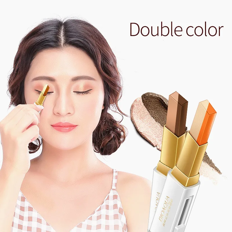 Двойной Цвет тени для век бар макияж стерео градиент мерцающие ручка Sombra глаз с