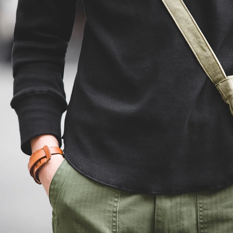 Мужская винтажная трикотажная рубашка Maden Однотонный свитер с круглым вырезом