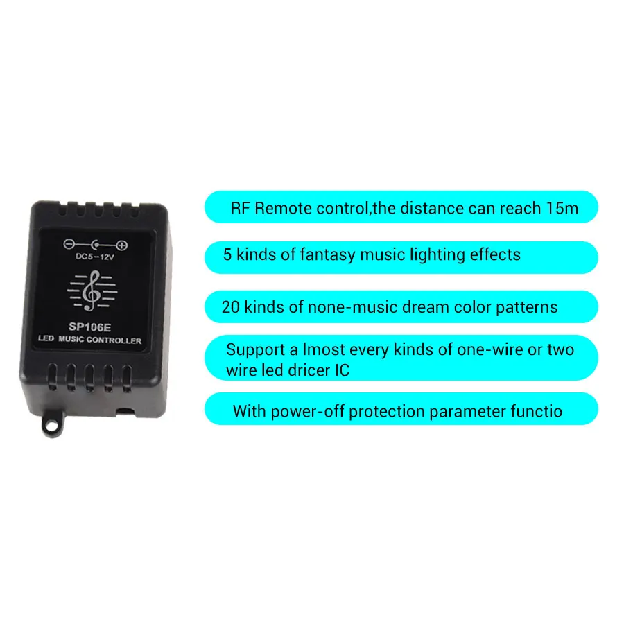 SP106E 9KEY светодиодный музыкальный контроллер RGB DC 5 V-12 V WS2811/WS2812B/6812/1903/6803 Magic лента