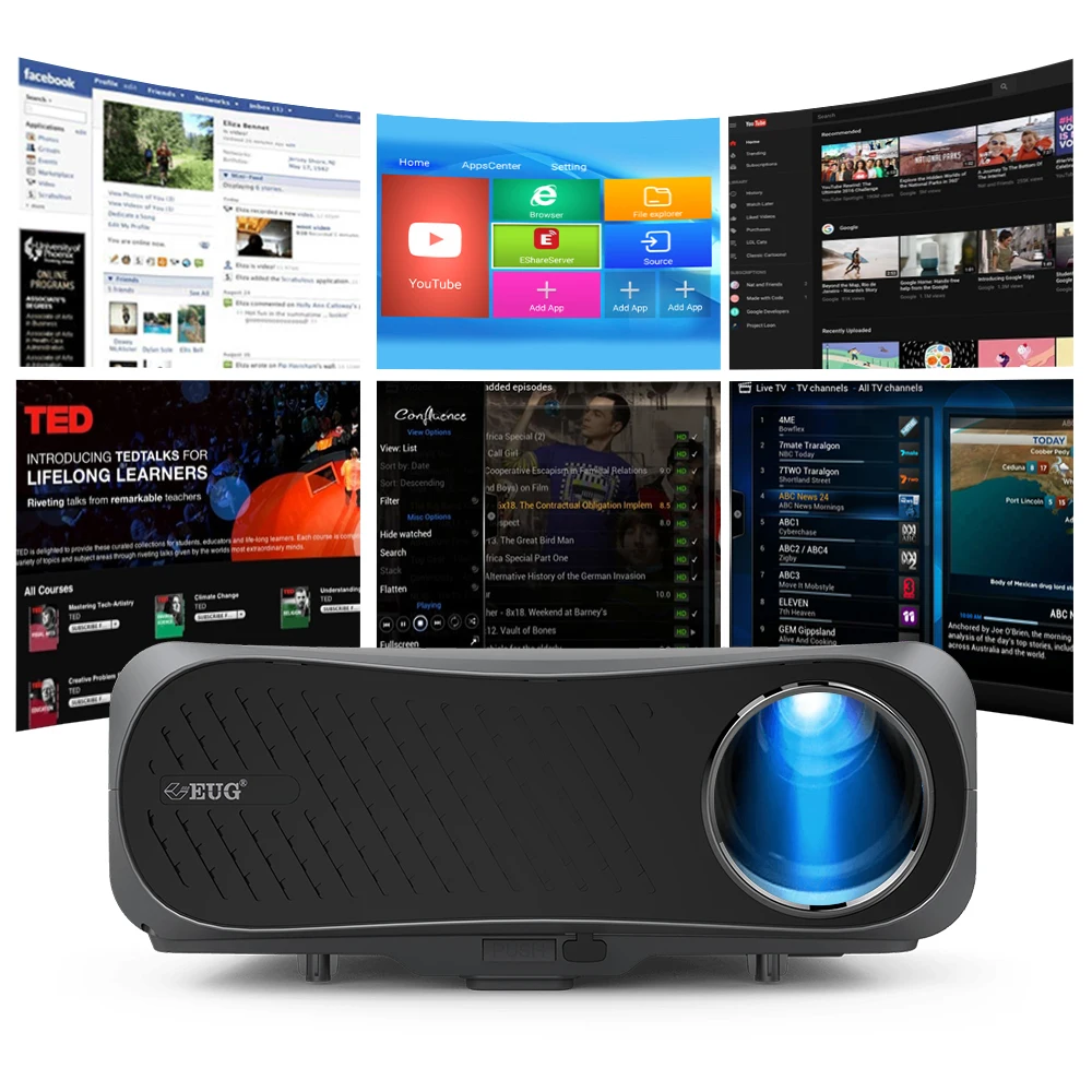 Видео проектор беспроводной Airplay 10000:1 Контрастность 7200 люменов Beamer Бесплатная