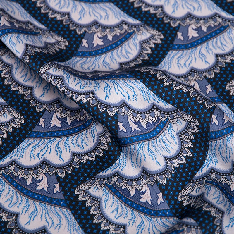 

Sea Wings 100% Mulberry Crepe 140 Wide Heavy Silk Printed Garment Satin Fabric