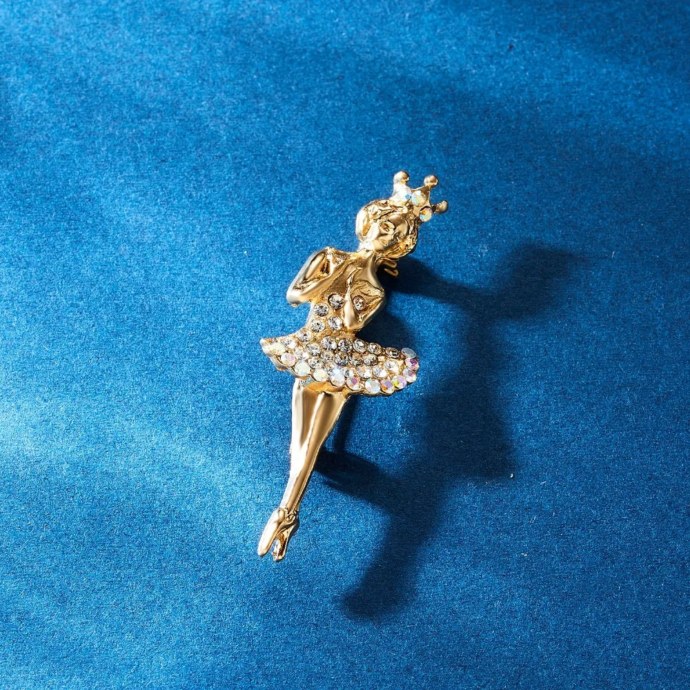 Мода Rhinestone танцы мальчик и девочка чертежное масло фигурка персонажа брошка заколка для женщин Девушка эмаль платье маленькое платье аксессуары