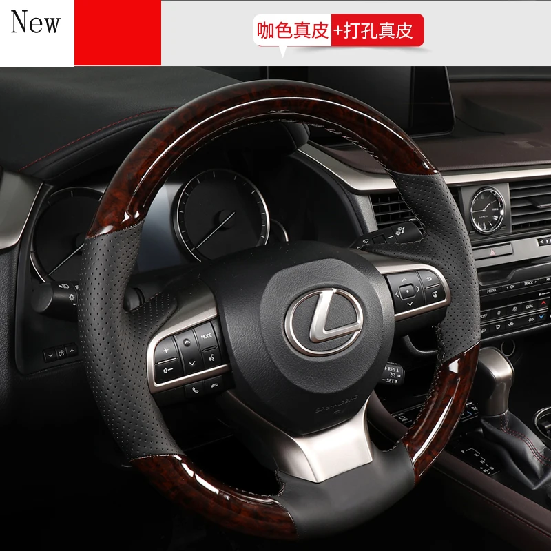 

for Lexus RX300 Es300h Nx200 Ux260 2020 High-quality Hand-Stitched Leather Suede Car Steering Wheel Cover Set Car Accessories