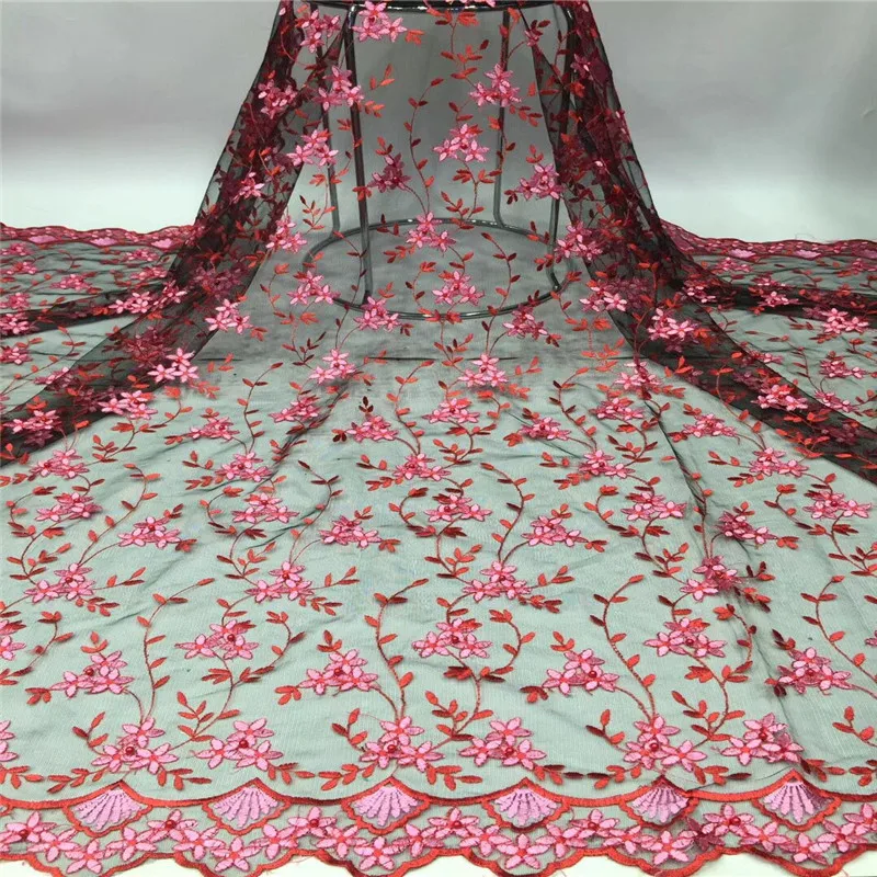 Королевский синий африканский чистая кружевная ткань с бусинами высокого