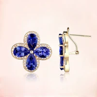 luxury sapphire gemstone four clover clip earrings for women 100 925 sterling silver earrings fine jewelry dropshipping