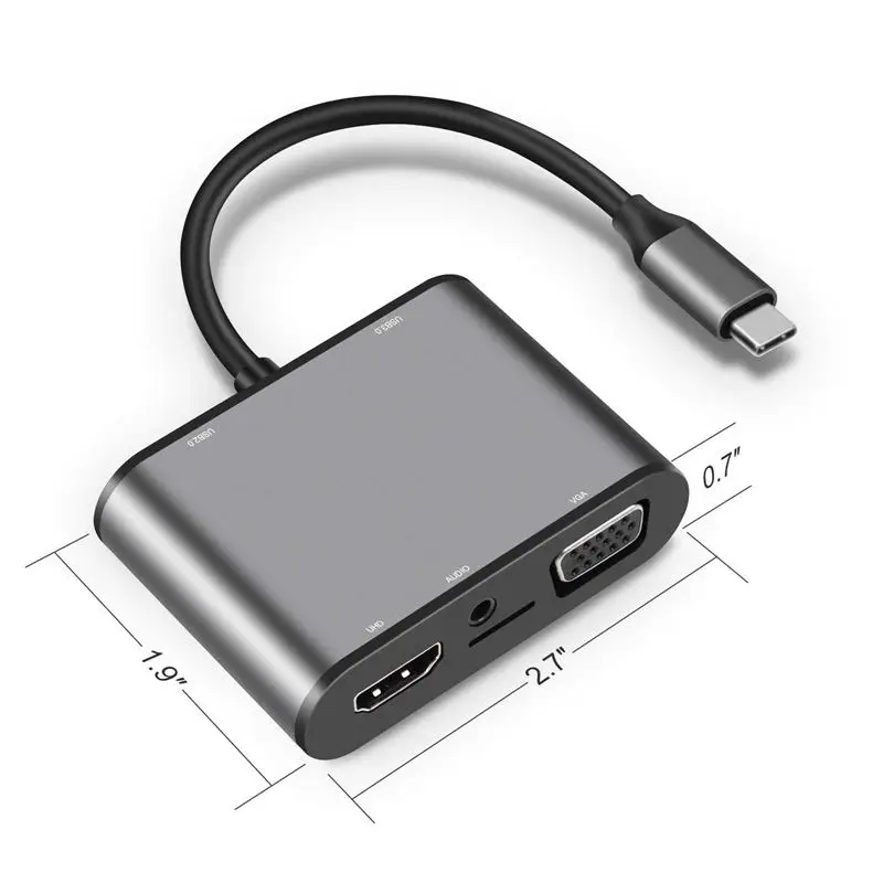 Usb C Hub To Hdmi Vga Adapter - 8 In 1 Docking Station With 4K 3.0 2 2.0 Micro-Sd 3.5Mm Audio Jacket | Компьютеры и офис