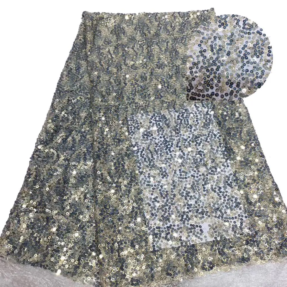 

(5yards/pc) Lemon green gold African sequins lace fabric shining French net lace fabric with embroidery for party dress FRR085