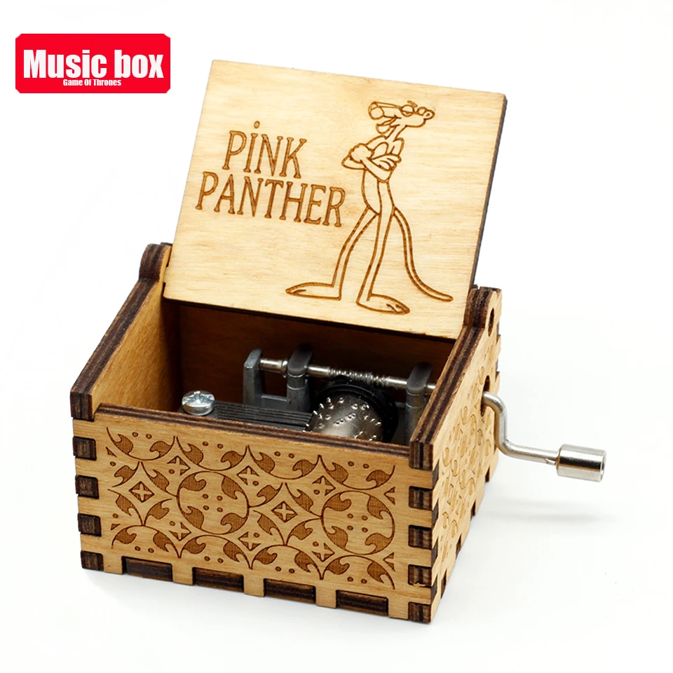 Pink Panther Деревянная ручка Сейлор Мун музыкальная шкатулка Звездные войны Cajita музыкальная игра прав Красавица и Чудовище Рождественский подарок на день рождения, подарки - Цвет: Pink Panther