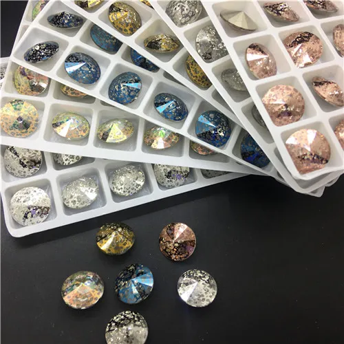 TopStone K9 Crystal Patina Colors 12mm 14mm Rivoli Fancy Stone Round Rhinestone Quality Jewelry Making | Дом и сад