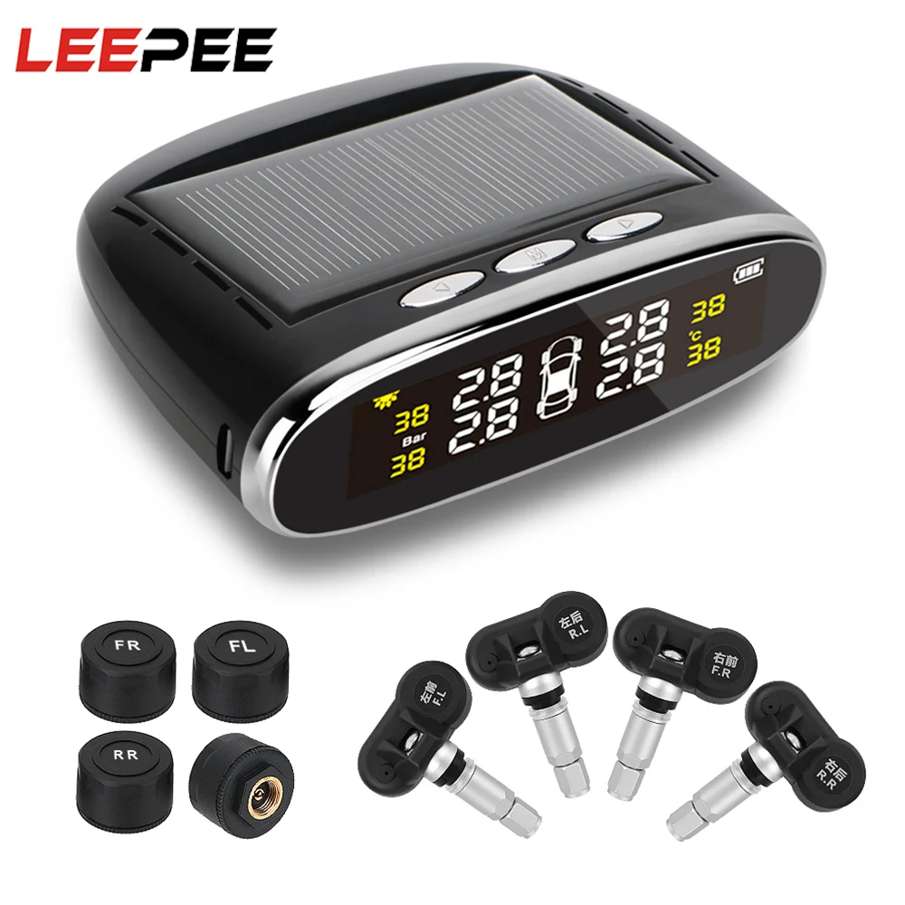 

LEEPEE Солнечная энергия TPMS автомобильная система контроля давления в шинах интеллектуальное оповещение о температуре с 4 внутренними/внешни...