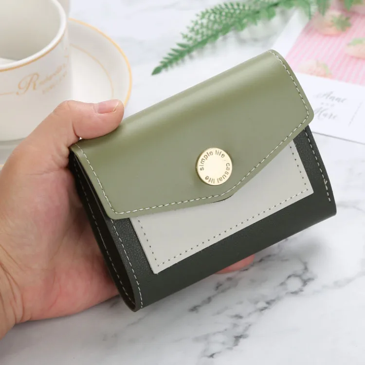 

Fashion Small Female Purse Short Purse Lady Letter Snap Fastener Zipper Short Clutch Wallet Solid Vintage Women Wallet