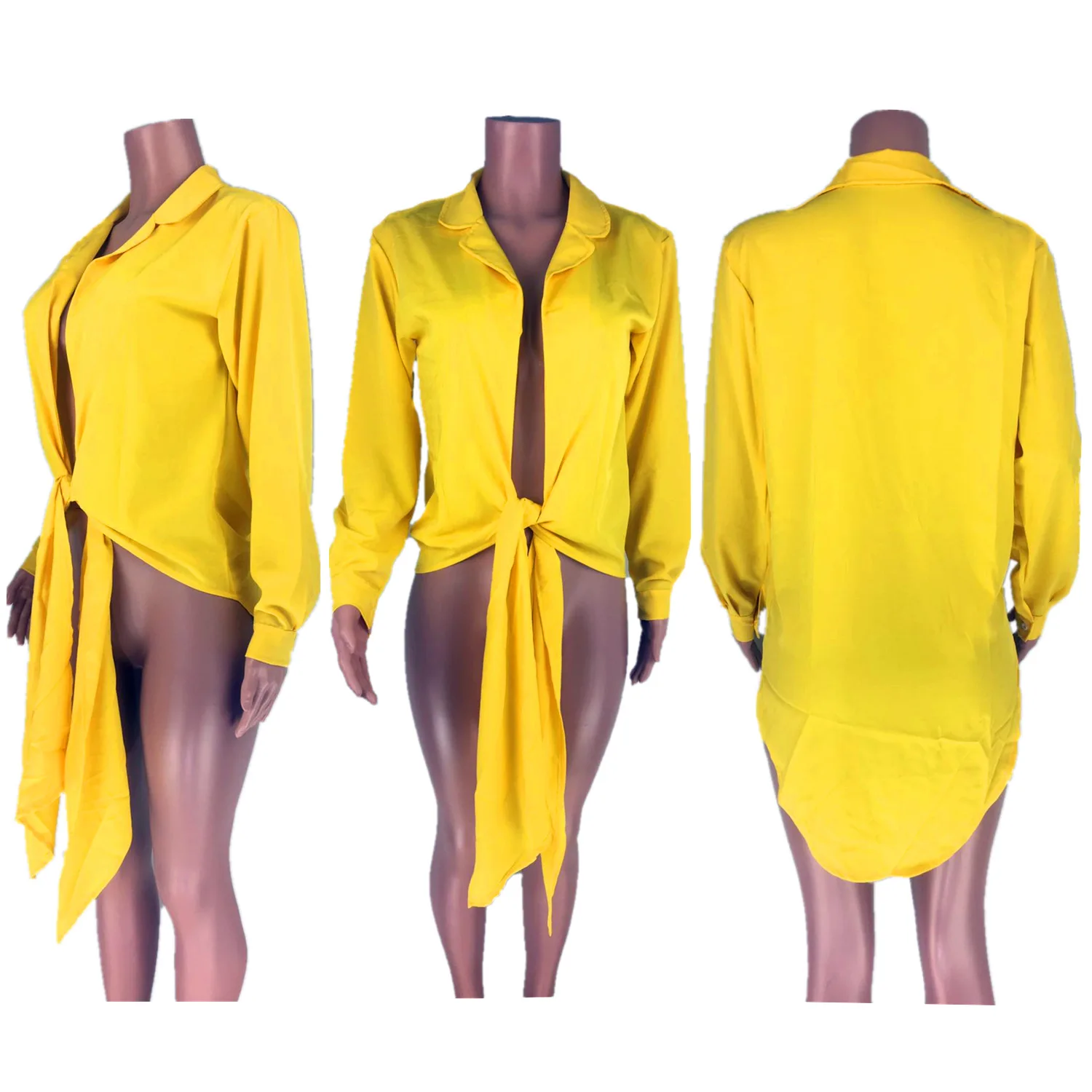 

HAOOHU Women Long Sleeve Tie Front top Shirts Elegant Summer Fall Chic Shirt Tops Streetwear Modern Lady Sexy Work top