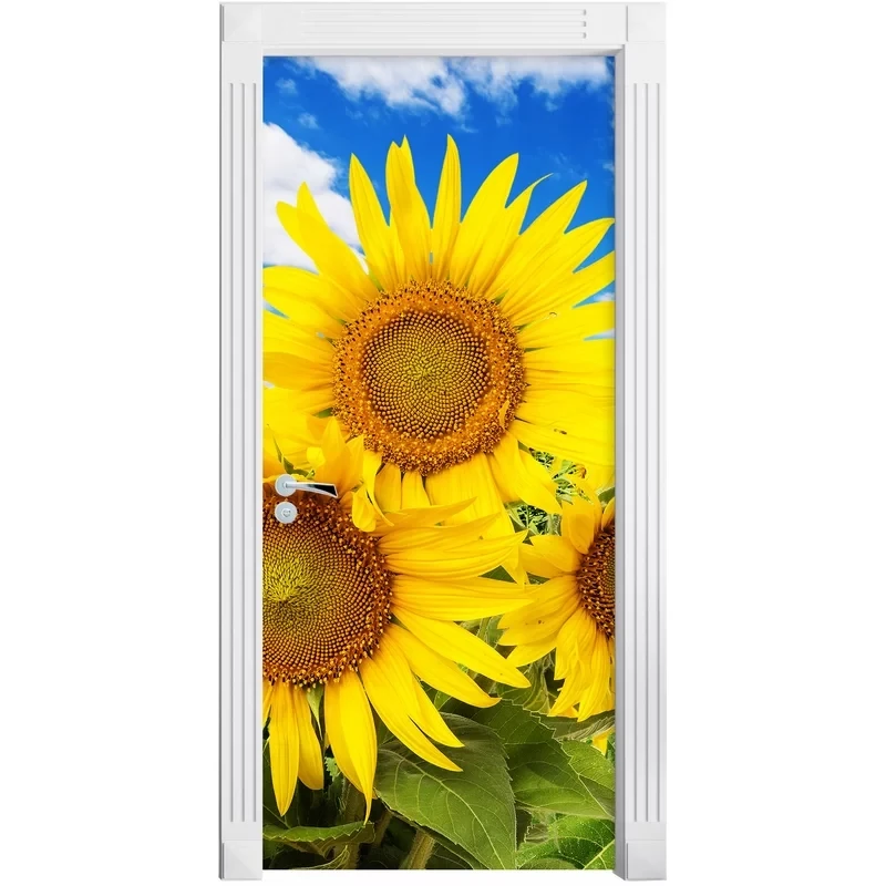 Самоклеящиеся 3d наклейки на дверь в виде подсолнечника домашний декор
