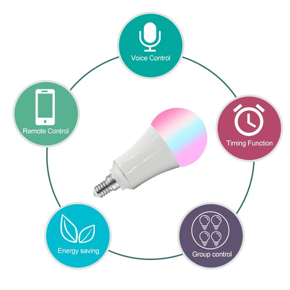 E14 7 Вт умный WiFi светодиодный светильник лампа с регулируемой яркостью RGB Теплый