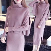 womens sweater set newautumn winter fashion women bottoming sweatertops a line dress knit 2piece set ladies casual knitted suit
