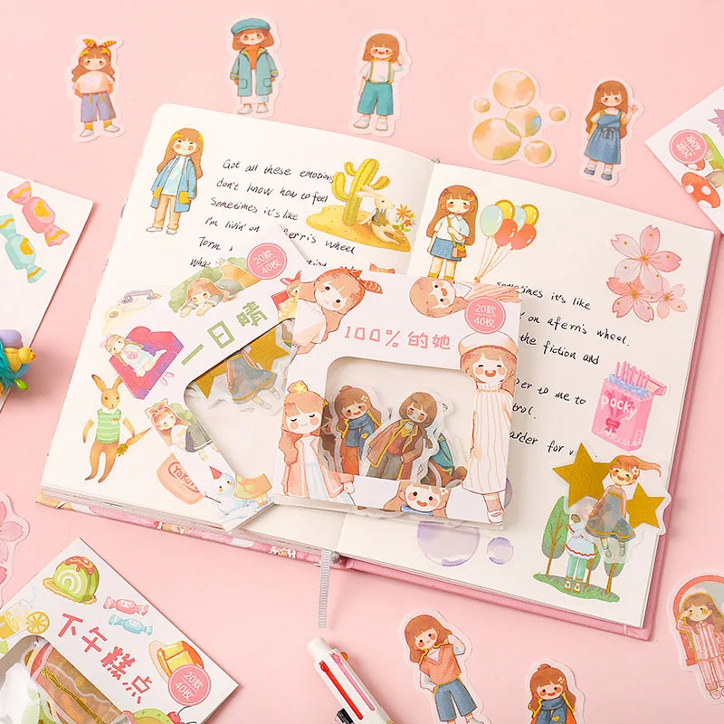 40 шт. Kawaii продукты канцелярские наклейки милый кот наклейки пуля журнал наклейки для девочек Diy декоративные принадлежности для скрапбукинга