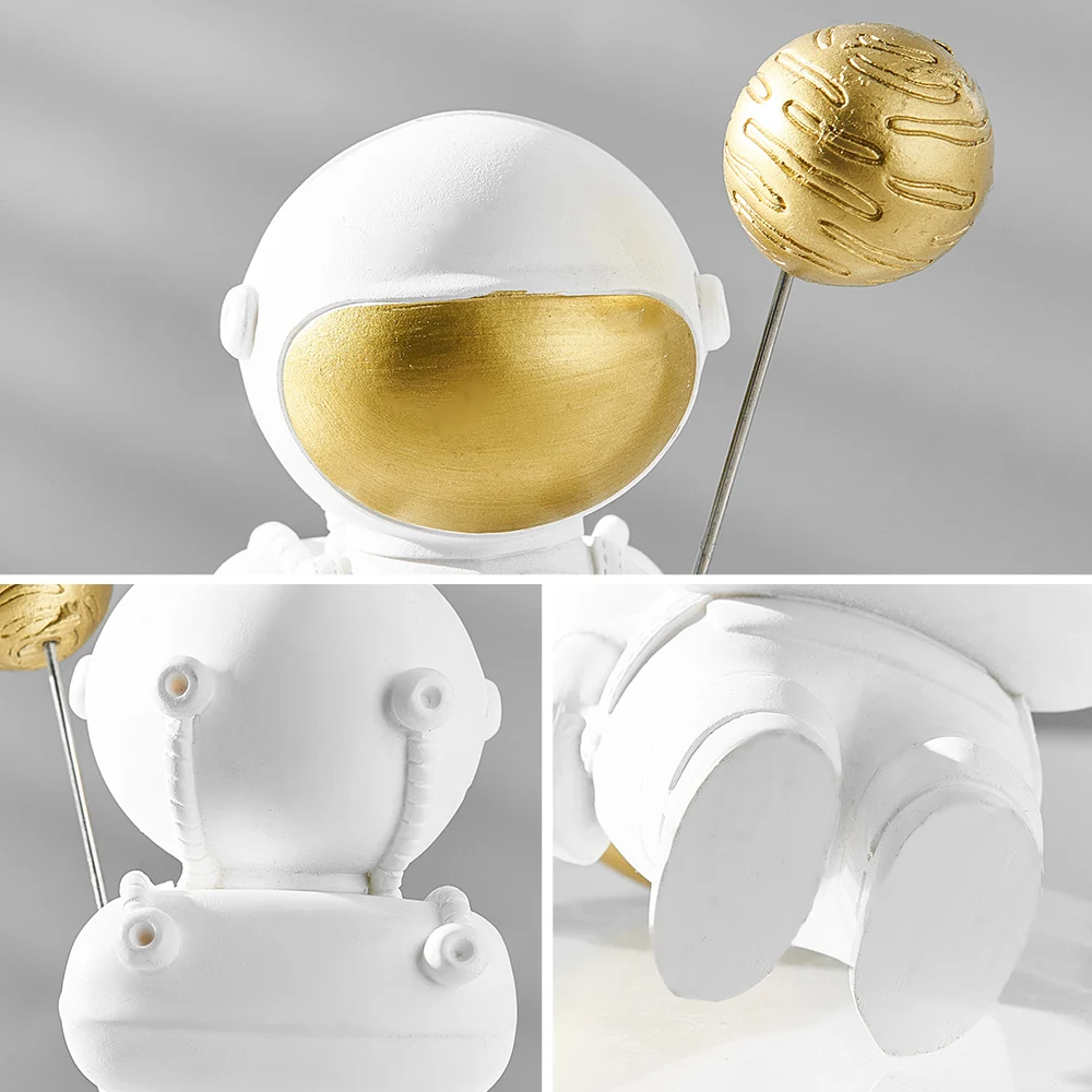 

Resin Astronaut Figurines Fashion Spaceman With Moon Sculpture Decorative Miniatures Cosmonaut Statues Gift For Man & Boyfriend