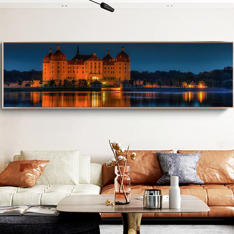 Современные пары пейзаж ночь закат настенное искусство холст живопись постер