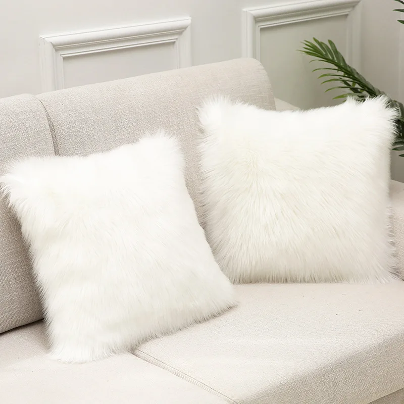 OIMG Fur Velvet Throw Pillow Sofa Cushions Covers Yellow Pillowcase For 45*45cm | Дом и сад