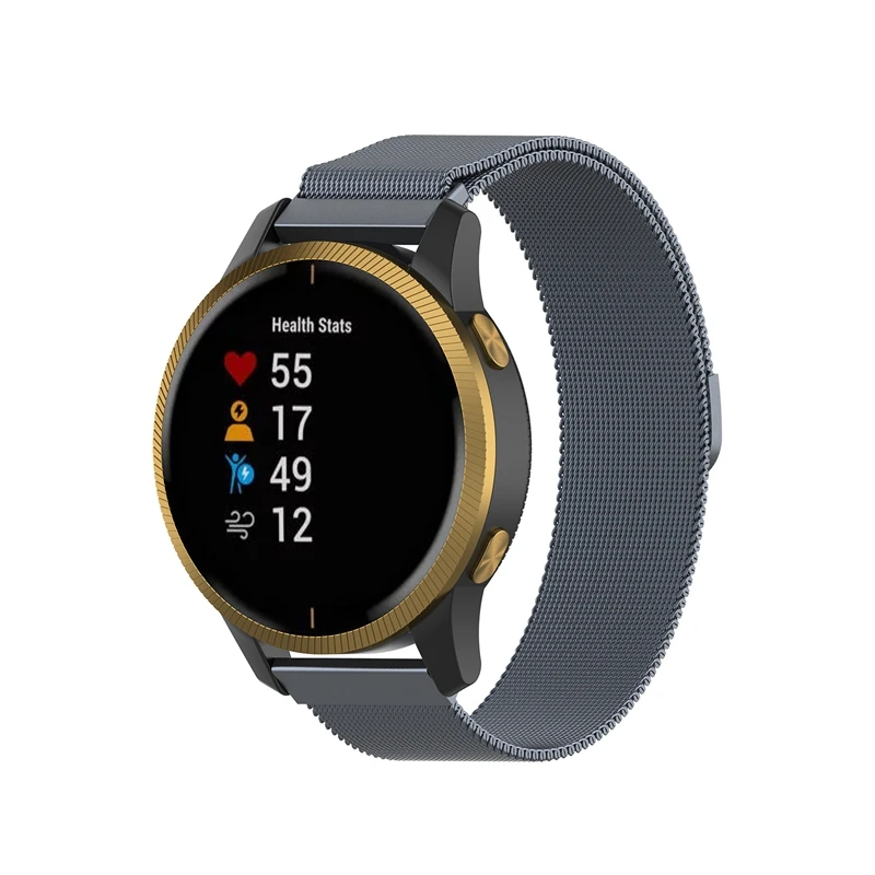 Gray JKER магнитный ремешок для наручных часов Garmin Venu из нержавеющей стали с металлической петлей для наручных часов Garmin Vivoactive 4S Vivoactive 4 - Цвет: Gray