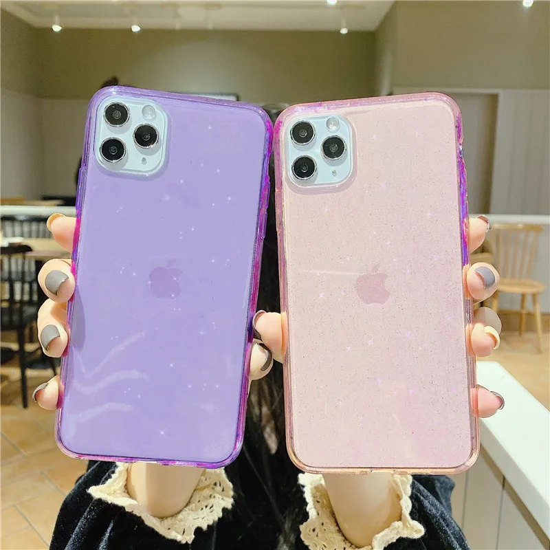Fashion Glitter Transparent Bling Phone Cover For iPhone 7 8 6 6S Plus Clear TPU Soft Box 11 Pro Max X XS XR Case |