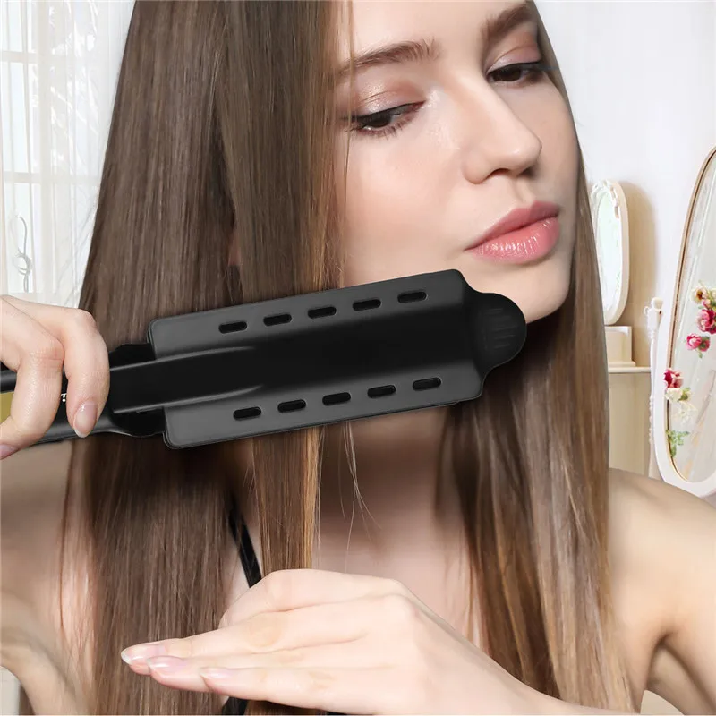 

CkeyiN Ultra Wide Hair Straightener 4 Temperature Adjustable Flat Iron Negative Ions Fast Heating Hair Styler for Wet Dry Use