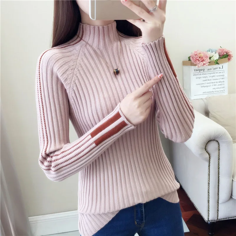 JoinYouth женский свитер в полоску с высоким воротом теплый осень 2020 модный