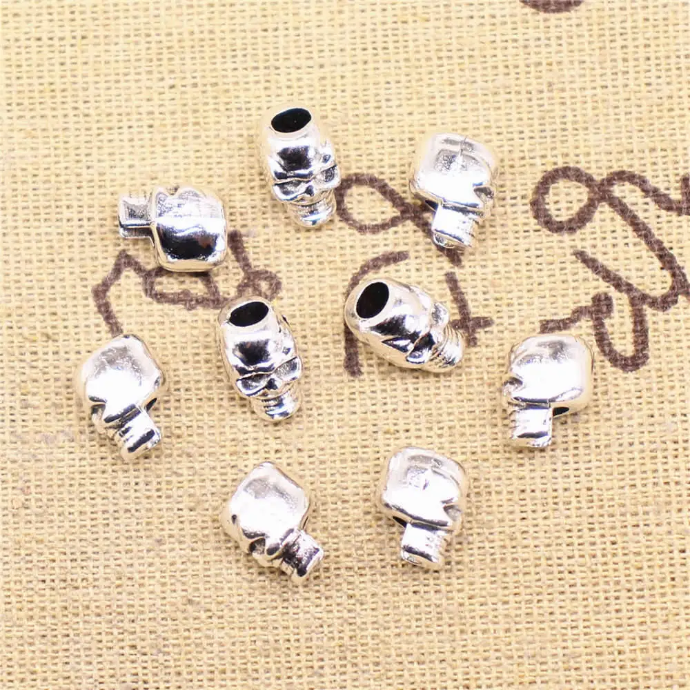 

Supplies For Jewelry Accessori Skeleton Big Hole Beads Antique Silver Color 30pcs 9x10mm