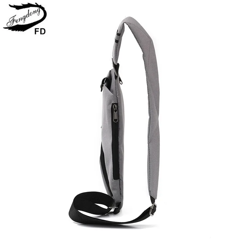 

Fengdong ultra thin anti theft chest bag small cross body bags reflective strip mini messenger bag men shoulder sport bag pack