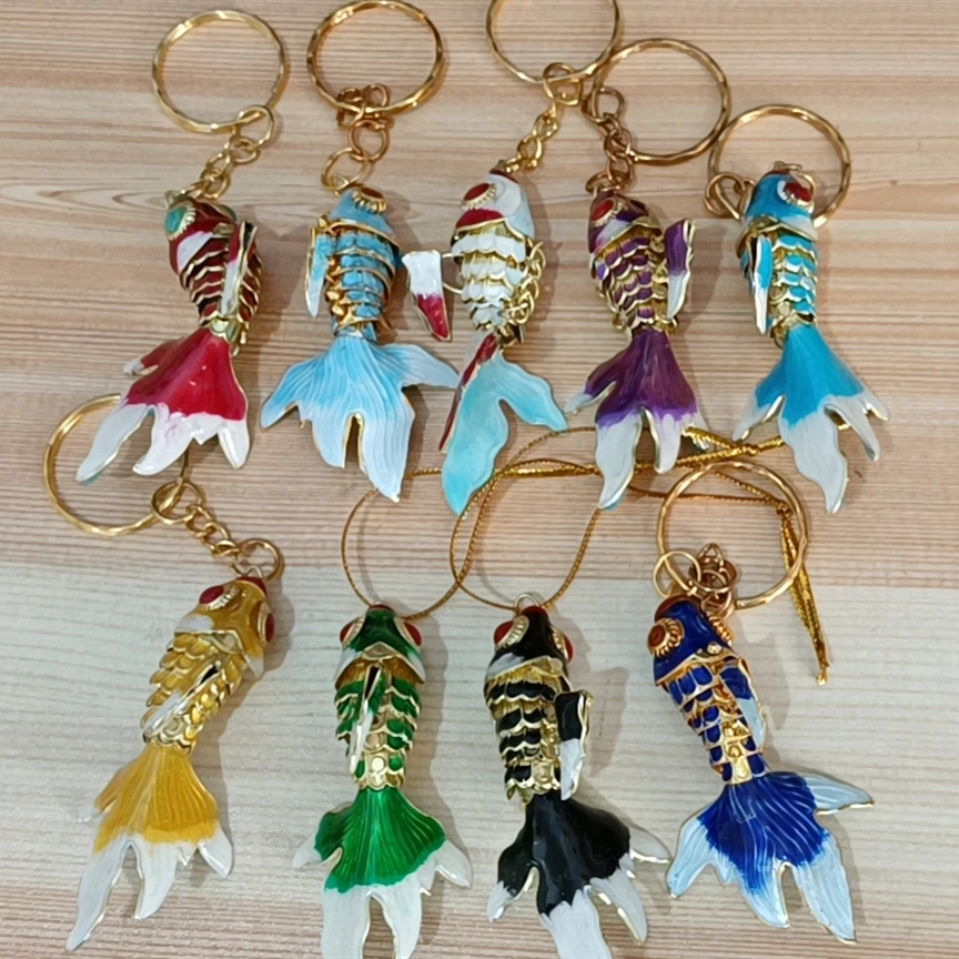 

30pcs Fancy True to Life Sway Lucky Fish Key Chains Key Rings for Women Men Gift with Box Goldfish Koi Enamel Keychain Charms