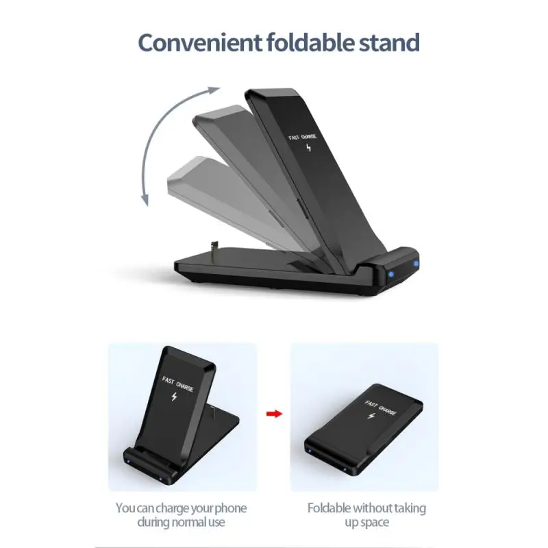 

15W Fast Foldable Qi Wireless Charger Station For IPhone SE2 11 XS 8 Airpods Pro Wireless Charging Dock Holder Stand For Huawei