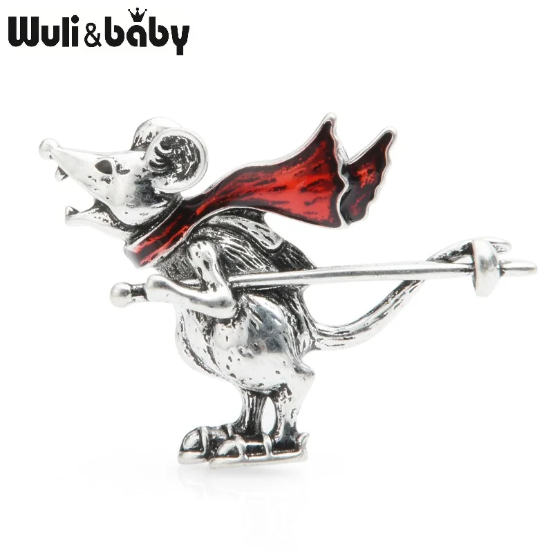 Wuli & baby брошь в виде катание крыса броши для Для женщин красный шарф Мышь