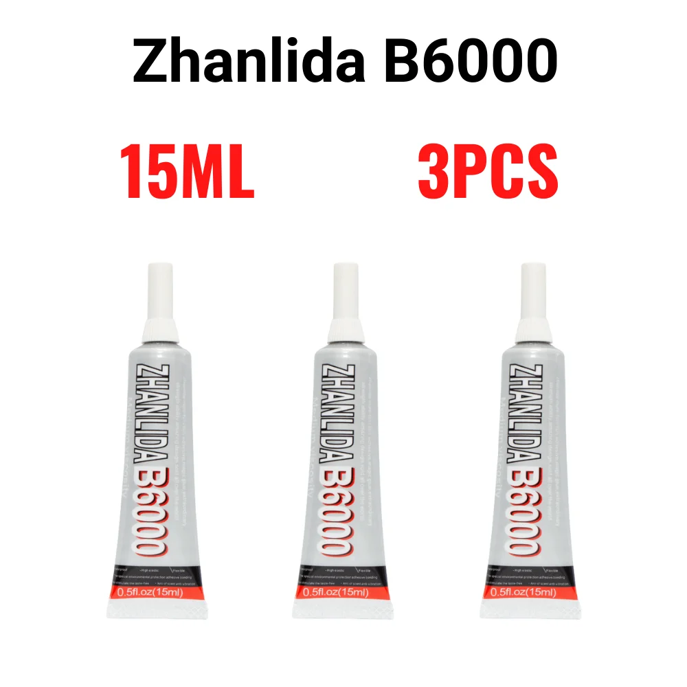 Zhanlida 15ML B6000 3PCs Clear Contact Adhesive With Precision Applicator Tip Diamond Jewelry Bonding Painting Specialized Glue