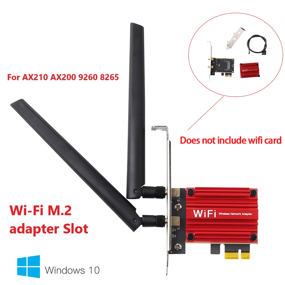 Фото Wi-Fi M.2 беспроводной адаптер преобразователь в разъем PCI Express X1/4/8/16 для AX210 AX200 9260 8265