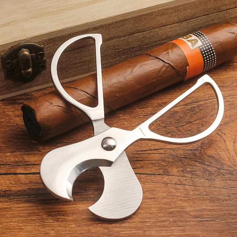 Новинка 1 шт. серебро Нержавеющая сталь ножницы для сигар с каттером Ножи
