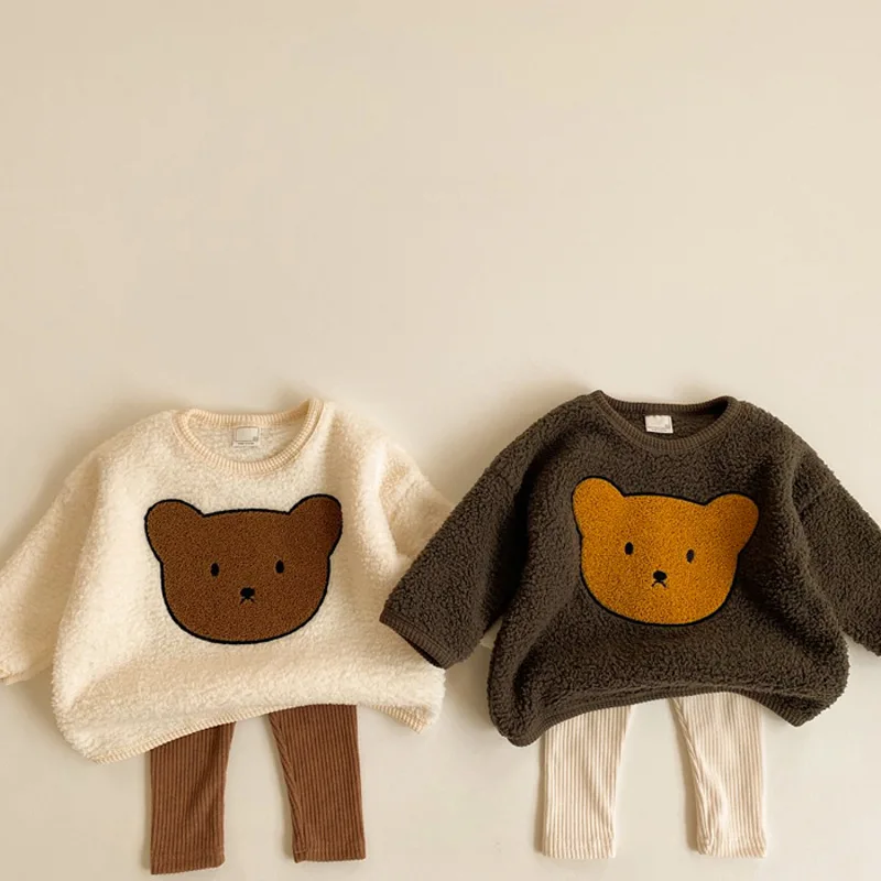 

Winter Baby Girls Boys Cute Cartoon Bear Thicken Warm Sweatshirts Tops Kids Children Long Sleeve Hoodies Outerwear