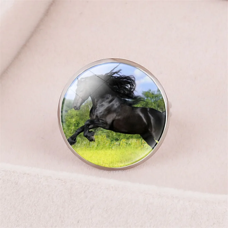 FIMAODZ стеклянное кольцо с изображением лошади принтом в виде головы Изысканные
